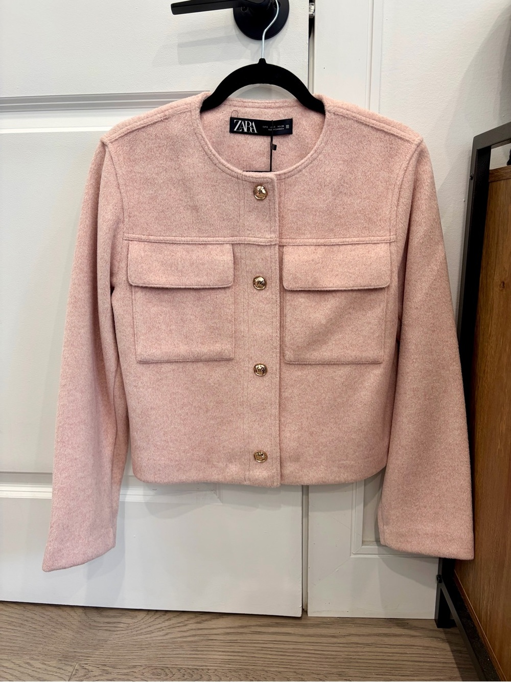 ZARA Soft Pink Boxy Cargo Pocket Jacket